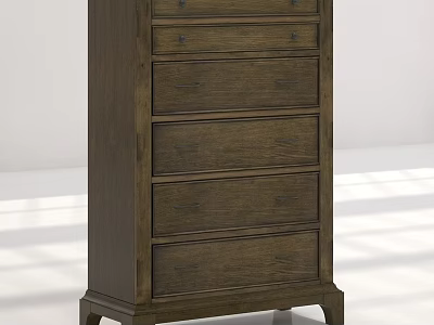 Dark Brown Wooden Chest of Drawers with Multiple Drawers Sturdy Legs and Classic Design 3d model