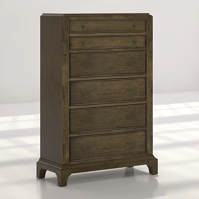 Dark Brown Wooden Chest of Drawers with Multiple Drawers Sturdy Legs and Classic Design 3d model