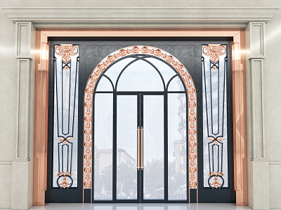 European-style double-door copper door model