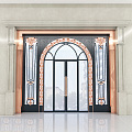 European-style double-door copper door 3d model