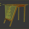 Orange Modern Side Table With Vertical Slats Design And Stable Legs