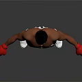 Shirtless Man Wearing Red Boxing Gloves White Shorts And White Sneakers Standing Against Gray Background