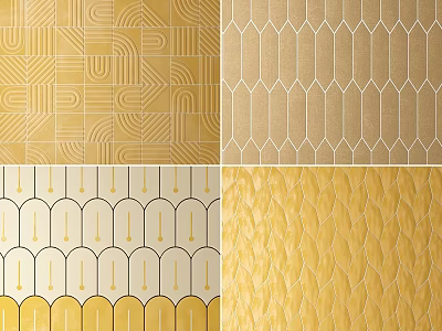 Decorative Tiles With Geometric Wave Hexagonal And Yellow Beige Patterns 3d model