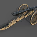 Historical Old Cannon Weapon With Wooden Wheels And Metal Barrel