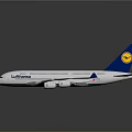 Lufthansa Commercial Passenger Airplane With White Body Blue Tail And Yellow Logo