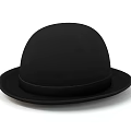 Stylish Black Bowler Hat With Round Top Classic Brim And Ribbon Band Design