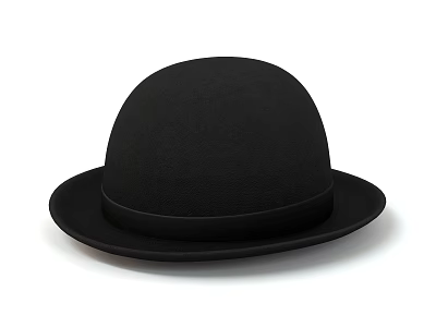 Stylish Black Bowler Hat With Round Top Classic Brim And Ribbon Band Design 3d model