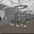 SOWHAT Clothing Store Interior Display With Mannequins In Uniform Outfits Brick Wall And Glass Door