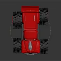 Red Monster Truck With Large Black Tires Red Wheels And Exposed Engine