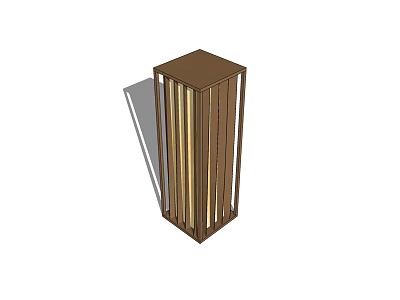 Square Shaped Outdoor Light With Brown Frame And Vertical Stripes For Garden Patio 3d model