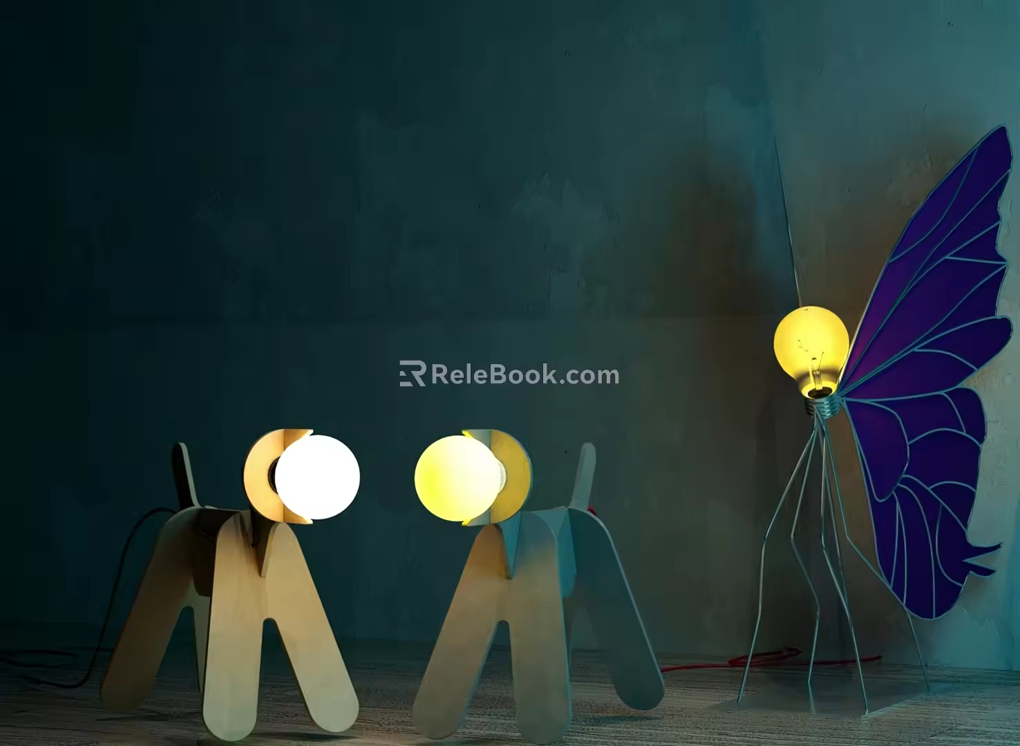 Modern butterfly lamp pony lantern 3d model