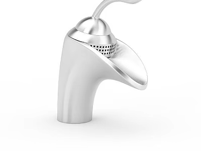 Sleek Modern Silver Stainless Steel Faucet Featuring Curved Spout And Top Control 3d model
