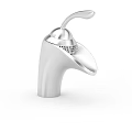 Sleek Modern Silver Stainless Steel Faucet Featuring Curved Spout And Top Control