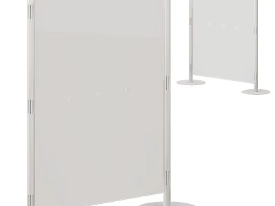 Modern White Room Divider with Transparent Panel and Stable Stand for Home Office 3d model