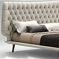 Modern Double Bed With Tufted Beige Headboard Brown Bedspread And Side Table