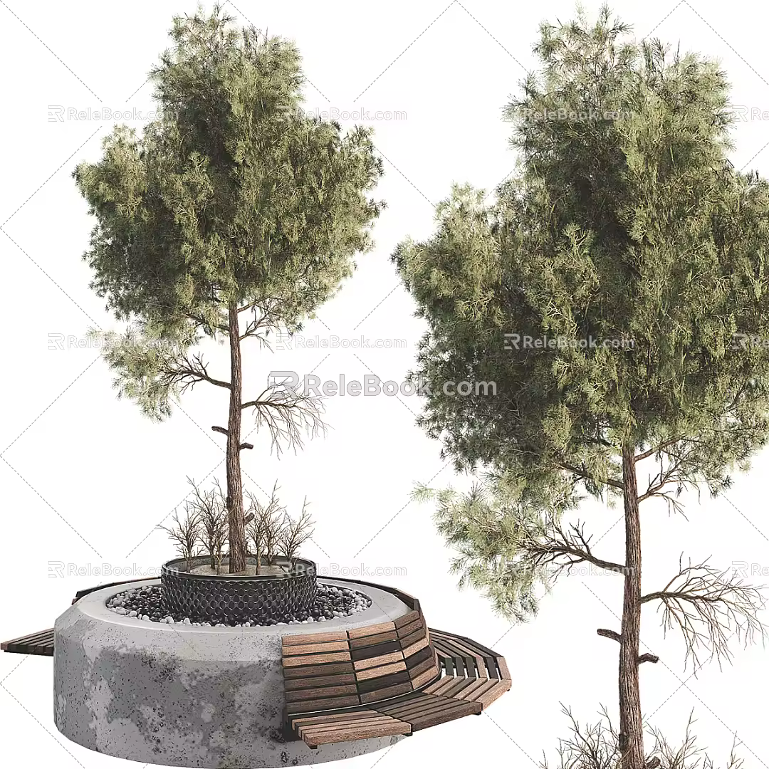 Modern tree pool tree pool seat 3d model