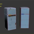 Vintage And New Blue Electronic Refrigerators Showing Worn And Modern Finishes
