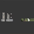 Modern Scene Building Components with Gray Blue Beige Green Blocks and Cylinders