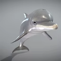 Detailed Realistic 3D Dolphin Model With Silver Gray Body Leaping Pose 3d model