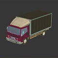 Red And Silver Cargo Truck Model With Reflective Surface And Cab Design