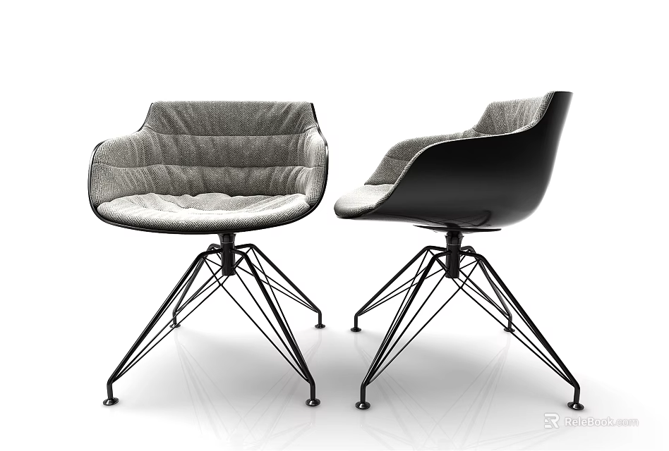 Modern Office Chair Gray And Black With Comfortable Cushion And Metal Frame Ergonomic Design 3d model 