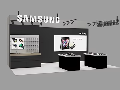 Samsung Exhibition Booth with Large Screen Display Galaxy Products and Display Counters 3d model
