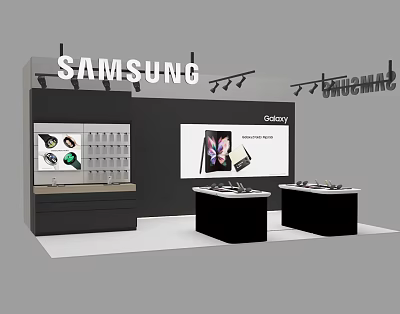 Samsung Exhibition Booth with Large Screen Display Galaxy Products and Display Counters 3d model