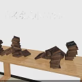 3D Models Of Antique European Style Books Stacked On Wooden Table
