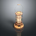 Vintage Kerosene Lamp With Metal Frame Glass Shade Handle And Base