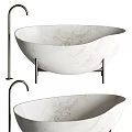 Elegant Freestanding Marble Bathtub with Metal Stand and Modern Faucet Design