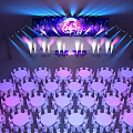 Elegant Ballroom Interior With Stage Lighting Round Tables And Decorative Seating 3d model
