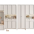 Modern White Shoe Cabinet With Storage Bench Decorative Items And Lighting 3d model