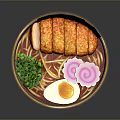 Pig Cutlet Ramen Bowl With Nori Green Onion And Soft Boiled Egg