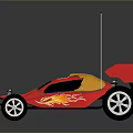 Red Turbo Race Car with Flame Design Number 88 and Large Wheels