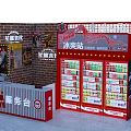 Coca Cola Beverage Station With Service Counter And Brick Wall Design 3d model