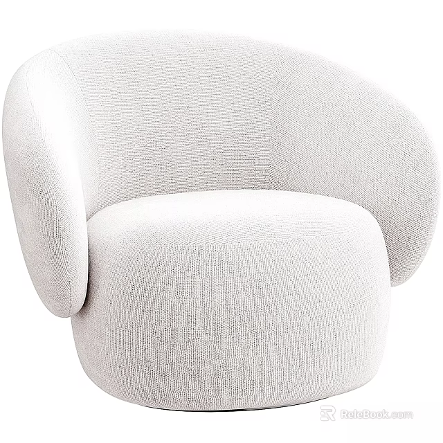 Modern White Fabric Accent Chair With Rounded Arms And Comfortable Design 3d model 