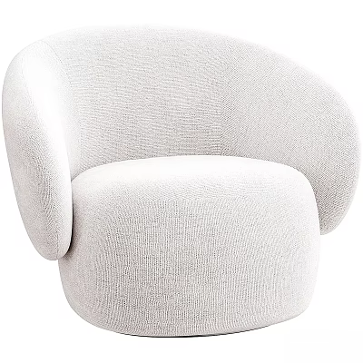 Modern White Fabric Accent Chair With Rounded Arms And Comfortable Design 3d model