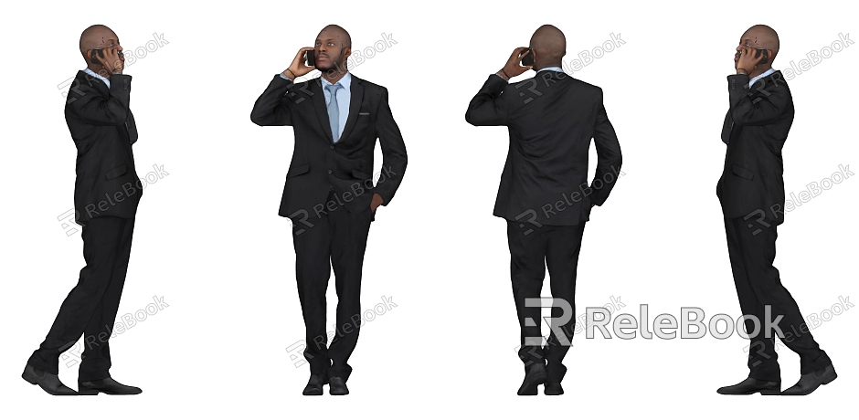 Business male office figure standing man suit man phone man model