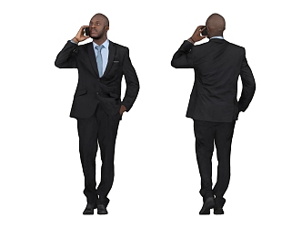 Business male office figure standing man suit man phone man 3d model