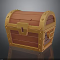 Red Wooden Treasure Chest With Orange Metal Rivets Lock And Handle