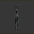 Minimalist Grey Deer Sculpture 3D Model with Elegant Pose and Sleek Design