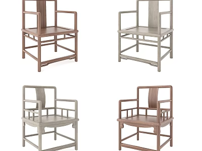 Different Design Wooden Armchairs In Various Colors And Classic Styles 3d model