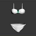 White Bikini Swimwear Set With Green Accent Straps For Women Daily Use