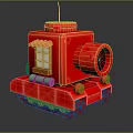 Red Toy Tank with Building Block Design Featuring Window and Cannon Tracks