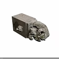 Realistic 3D Model Of Stone Block Structure With Clinging Bear Sculptures