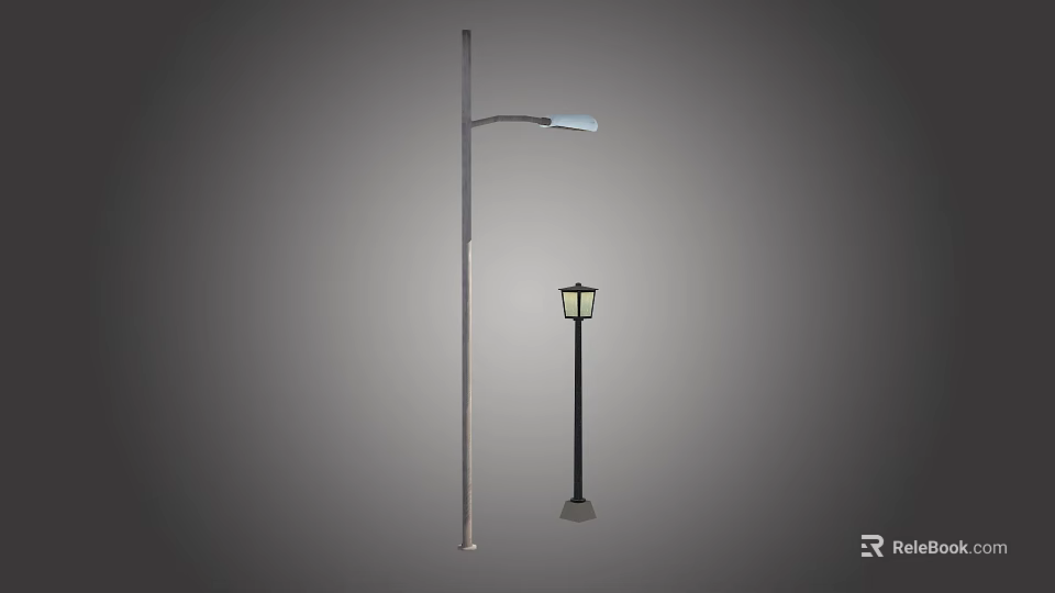Tall Street Lamp And Short Garden Lamp Design For Outdoor Lighting 3d model 