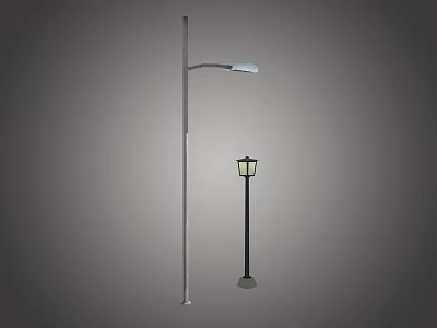 Tall Street Lamp And Short Garden Lamp Design For Outdoor Lighting 3d model