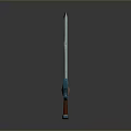 Fantasy Sword With Blue White Blade Geometric Patterns And Decorative Hilt