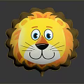 Cartoon Lion With Big Blue Eyes Smiling Face Yellow Body And Orange Mane Balloon Design