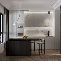 Modern Bar Counter Design With Marble Top Open Layout Stools And City View